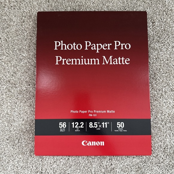 Canon PM 101 Photo‎ Paper Pro 8.5x11 Matte 50 Pack for Fine Art Printing - Picture 1 of 2